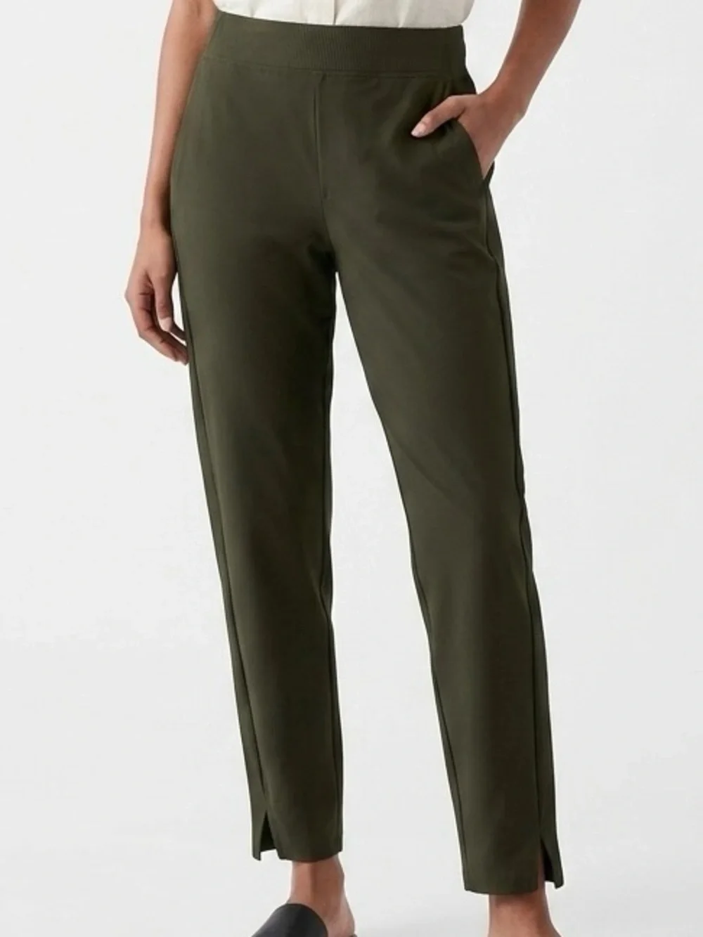 Quince Performance Tech Ankle Pant S Dark Olive Green Commuter Athleisure Travel